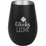 der-porzellan-laden Windlicht GlücksLicht Glas Schwarz/Silber