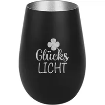 der-porzellan-laden Windlicht GlücksLicht Glas Schwarz/Silber