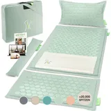 BACKLAXX ® Akupressurmatte mit Kissen, XL [+120% mehr Fläche], Tuch und Tasche, Akupunktur Matte mit Stacheln zur Massage und Entspannung von Nacken und Schulter, Massagematte Rücken