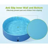 Famanu Faltbares Hundepool - Blau 160 * 30 cm - Strapazierfähiges Antirutsch-PVC - Blau