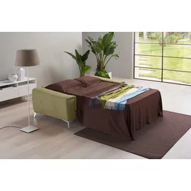 Egoitaliano "Francine Designsofa, Loungesofa mit Dauerschlaffunktion, Breite 233 cm", mit Bettfunktion, Leder »BULL« (salbei), Fußfarbe chrom