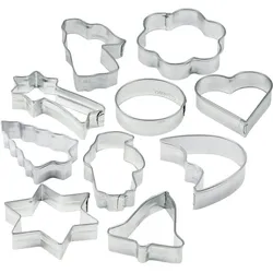 Zenker Patisserie Ausstecher-Set, 10-tlg., Ausstechform, Ausstech Form, Plätzchen Ausstecher, Weißblech Verzinnt, 7731