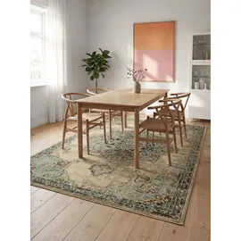 benuta Nest Vintage Teppich Casa - Beige/Türkis 300x400 cm - Teppich für Wohnzimmer, Schlafzimmer und Flur - Pflegeleicht - Fußbodenheizung Geeignet