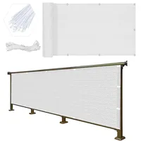 Balkon Sichtschutz Ohne Bohren 95 x 400 cm Windschutz Staubschutz Schattierwert Balkonumspannungen Terrassen Sichtschutz mit Kabelbinder Ohne Bohren Sichtschutz für Balkon, Weiß