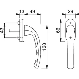HOPPE DK-Fenstergriff Tôkyô 0710/U26 mit ovaler Rosette VK7x37,F9 eloxiert