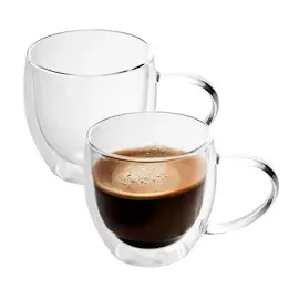 Intirilife 2x Doppelwandiges Thermo Glas Set in 200 - 250ml – Mundgeblasen isoliert für Latte Macchiato, als Teeglas oder Kaffeeglas