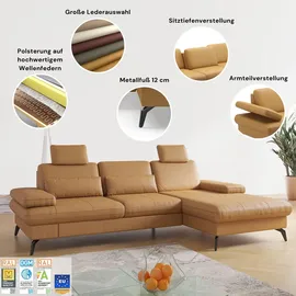 sit&more Ecksofa SIT & MORE "Morris L-Form, inkl. Sitztiefenverstellung", beige, B:275cm H:82cm T:171cm, 100% Polyester, Sofas, Ecksofa, wahlweise mit Armteilverstellung, Bettfunktion & Bettkasten
