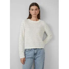 QS Baumwollpullover mit Ajourmuster Weiß XXL