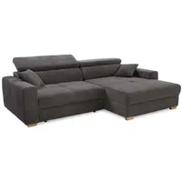 Luma-home Ecksofa, Anthrazit, Textil, Eiche, 3-Sitzer, Füllung: Polyurethan (Pur),