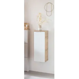 Fackelmann B.Brillant Midischrank 30,2 x 82,6 x 32 cm Hochglanz Weiß/Eiche Glas