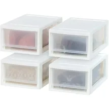 Iris Ohyama 4er-Set Schubladenbox 7L, Kompakter Kunststoff-Organizer, Stapelbar & Robust, Aufbewahrungsbox für Badezimmer, Basteln & Regale, Weiß, MSD-1