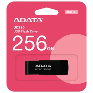 A-Data ADATA UC310 256 GB, USB Typ-A, 3.2 Gen 1 (3.1 Gen 1), 100 MB/s, Drehring, Schwarz 256GB USB-Stick
