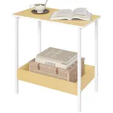 Woltu Beistelltisch, Couchtisch mit 2 Ablagen, Konsolentisch mit Stauraum im Wohnzimmer, Wohnzimmertisch aus Metall Holzwerkstoff, Kleiner Sofatisch Holzoptik, 50x55x25 cm, BTS03nh