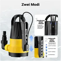 Wiltec Tauchpumpe mit Sensor 550 W 11500 l/h