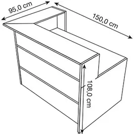 Kerkmann Empfangstheke BARI L-Form, weiß, anthrazit 150,0 x 95,0 x 108,0 cm