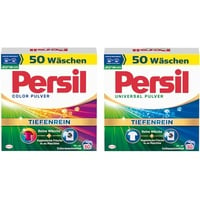 PERSIL Pulver-Set 2x 50 Waschladungen (100WL) 1x Color & 1x Universal, Color- & Vollwaschmittel-Set für reine Wäsche und hygienische Frische für die Maschine, effektiv ab 20 °C