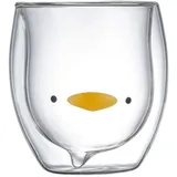 Prismoria Doppelwandige Gläser Ente, Doppelwandige Ente Teeglas 250 ml, Doppelwandiges Glas Ente, Ente Glas, Thermoglas Ente, Kaffeeglas Teegläser, für Cappuccino,Latte Macchiato,Tee, Milch, Bier