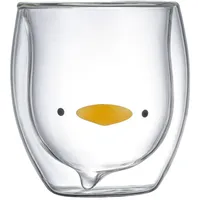 Prismoria Doppelwandige Gläser Ente, Doppelwandige Ente Teeglas 250 ml, Doppelwandiges Glas Ente, Ente Glas, Thermoglas Ente, Kaffeeglas Teegläser, für Cappuccino,Latte Macchiato,Tee, Milch, Bier