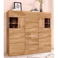 Home Affaire Highboard »Ribe,125cm breit,115cm hoch, Fronten Massivholz,5Türen,3 Schubladen«