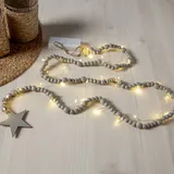 Star Trading LED Lichterkette Beady Holzperlen 150 cm Grau