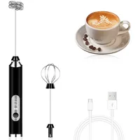 HUGERSTONE Milchaufschäumer Elektrische Handheld Milchschäumer Stab frappe mixer, 3 Rührgeschwindigkeiten,für Kaffee, Latte Macchiato, Cappuccino schwarz