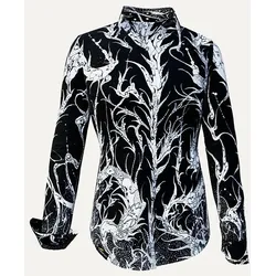 DORNRÖSCHEN BLACK - Schwarze Bluse mit weißer Zeichnung - GERMENS