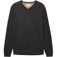 Tom Tailor 1038427 Basic Knit Pullover Mit V-ausschnitt Black Grey Melange XL
