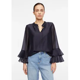 Comma, Lyocell-Bluse mit Volantärmeln - blau - 44