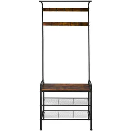 Tectake Garderobenständer Wichita 73,5 x 36 x 184 cm Braun