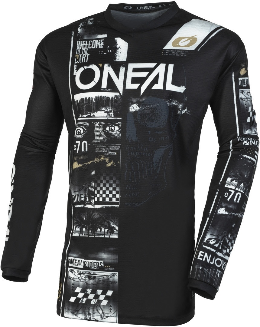 Oneal Element Attack Jeugd Motorcross Jersey, zwart-wit, S