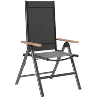 Outsunny Gartenstuhl Schwarz Metall, 60x108x73 cm, Gartenmöbel, Gartenstühle, Gartenstühle