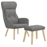 vidaXL Relaxsessel mit Hocker, Fernsehsessel mit Metallgestell, Polstersessel für Wohnzimmer, TV Sessel Stuhl Relaxstuhl, Hellgrau Stoff