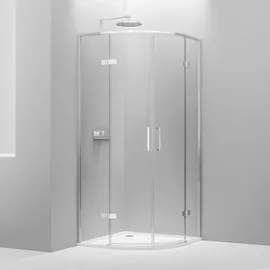 Bernstein Ex406A Viertelkreis-Duschkabine mit Drehtür 90 x 90 cm Silber Sicherheitsglas