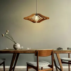 WellHome Deckenlampe 55cm in Walnuss-Design Engel