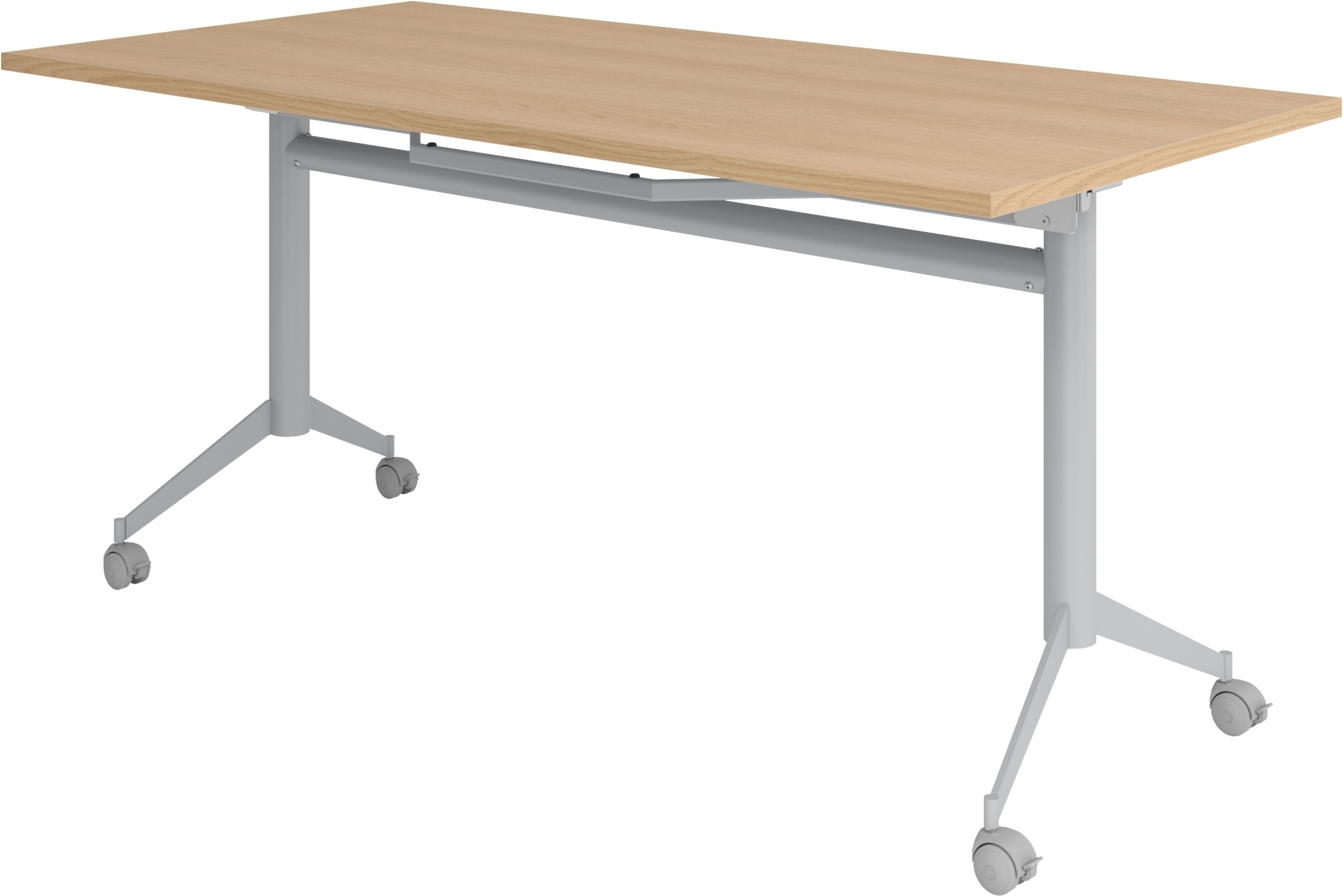 bümö Klapptisch Eiche 160 x 80 cm klappbar & fahrbar, klappbarer Schreibtisch auf Rollen, Klappschreibtisch, Tisch klappbar, Klappbarer Tisch,