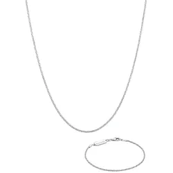 KUZZOI Kette Armband Kordel Basic 925 Silber Schmuck-Set   Herren 