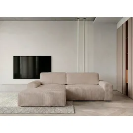 werk2 Ecksofa Rotterdam-L Breitcord 3-Sitzer Taupe