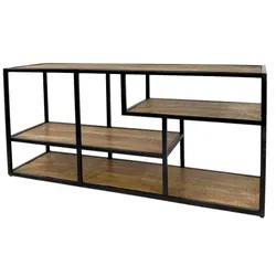 Amagohome Standregal Raumteiler Bücher- Medienregal Bücherbord 130x60x36cm Metall Holzböden massiv