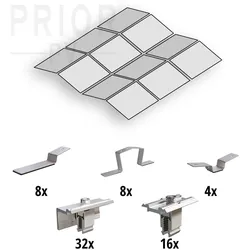Prior PV Ost-West Flachdach-Aufständerungs-Set 4x3 Solarmodule