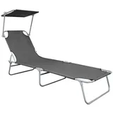 vidaXL Klappliege mit Sonnenschutz 188,5 x 57,5 x 27 cm grau