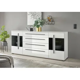 INOSIGN Wohnwand INOSIGN "Cantara, moderne Anbauwand, Wohnzimmer-Set, in Eiche Evoke oder Weiß", weiß, B:340cm H:320cm T:42cm, Holzwerkstoff, Kastenmöbel-Sets, Wohnwand, enthält zwei Vitrinen, ein Sideboard und ein Wandboard