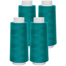 buttinette Overlockgarn im 4er-Pack, Stärke 120, 2500m-Spule, petrol