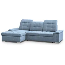 werk2 Ecksofa WERK2 "Carmen, mit Bettfunktion & Bettkasten, optional Sitztiefenverstellung", blau (hellblau), B:264cm H:105cm T:170cm, 95% Polyester, 5% Nylon, Sofas, Ecksofa, ohne Sitztiefenverstellung, Struktur weich, hellblau