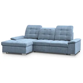 werk2 Ecksofa WERK2 "Carmen, mit Bettfunktion & Bettkasten, optional Sitztiefenverstellung", blau (hellblau), B:264cm H:105cm T:170cm, 95% Polyester, 5% Nylon, Sofas, Ecksofa, ohne Sitztiefenverstellung, Struktur weich, hellblau