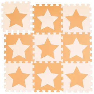 Relaxdays Puzzlematte Sterne, Beige,Orange