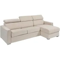 Ecksofa mit Matratze - Ecke wechselbar - Stoff - Beige - Liegefläche mit Lattenrost mit breiten Latten 140 cm - Matratze 14 cm - vizir
