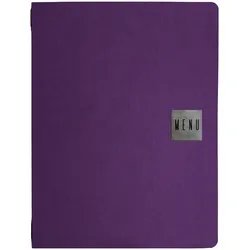 Stil Casa, Set 12 Speisekartenhalter A4, Polyurethan, 24,3x31,6 cm, 3 Innenhüllen, Gummiband, Farbe Violett.
