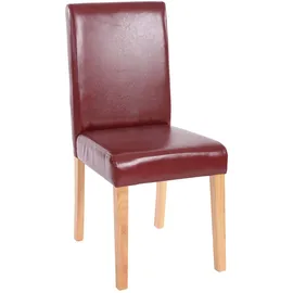 Mendler 2er-Set Esszimmerstuhl Stuhl Küchenstuhl Littau ~ Kunstleder, rot-braun, helle Beine