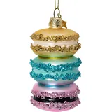 SIKORA Macarons 3er Kekse besondere Weihnachtskugel Glas Christbaumschmuck Deko Figur Weihnachten Anhänger Ornament - Trend Line - BS532