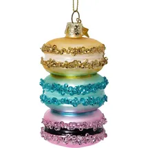 SIKORA Macarons 3er Kekse besondere Weihnachtskugel Glas Christbaumschmuck Deko Figur Weihnachten Anhänger Ornament - Trend Line - BS532